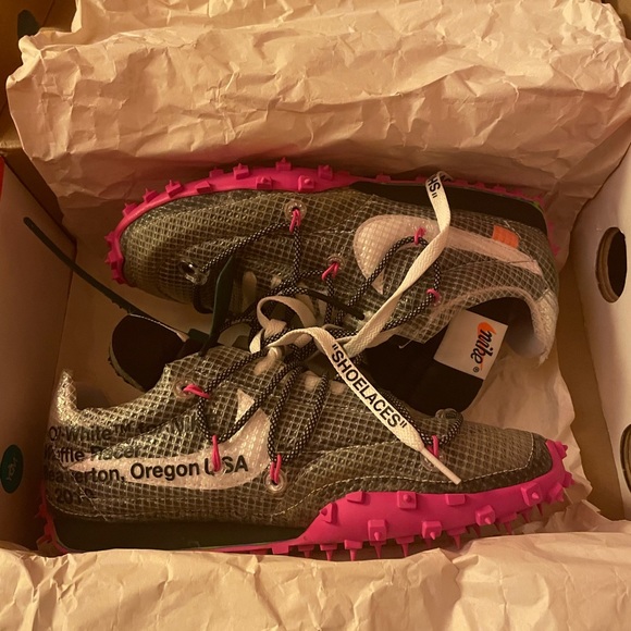 off white nike waffle racer pink